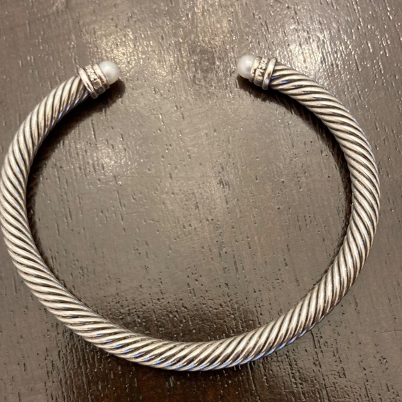 DAVID YURMAN - CLASSIC CABLE BRACELET Sterling Silver with Pearls and Diamonds - Picture 4 of 7